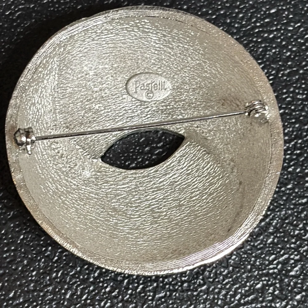Vintage Pastelli Signed Elegant Silver Swirl Brooch Statement Brushed